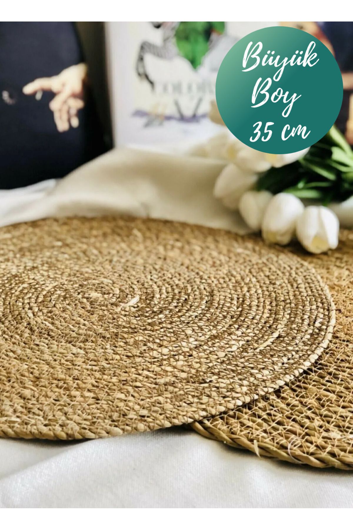 6lı Hasır Supla Örgü Amerikan Servis Tabak Tava Tencere Altlığı Bambu Sofra Servis Sunum Yanmaz