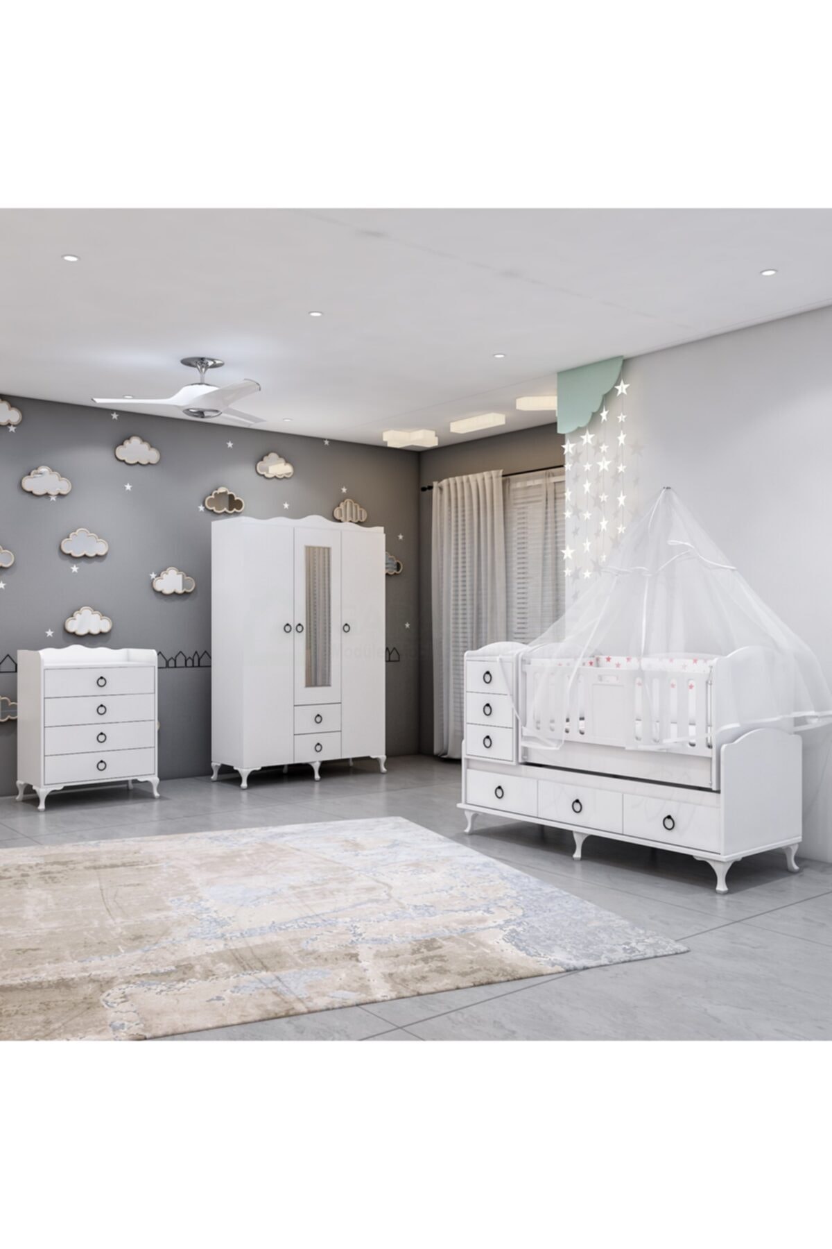 Elfin Büyünen Asansörlü Bebek Odası Takımı - Yatak Ve Uyku Seti Kombinli- Uykuseti Pembe